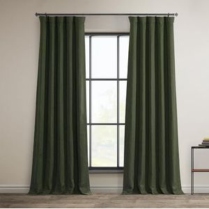 HPD Half Price Drapes BOCH-LN18520-120 Ondoorzichtige gordijnen van linnen, voor slaapkamer en woonkamer, 127 x 120 cm, Toscaans groen