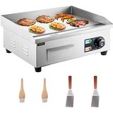 VEVOR Grillplaat, braadplaat, 2500 W, elektrische grillplaat, roestvrij staal, gietijzer, gastro grillplaat, nauwkeurige temperatuurregeling, 455 x 400 x 210 mm, elektrisch fornuis met oliekwast