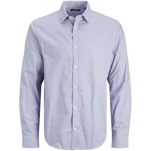 JACK & JONES Jprblabelfast T-shirt L/S Noos Vrijetijdshemd voor heren, Hemelsblauw/ruit: comfortabele pasvorm