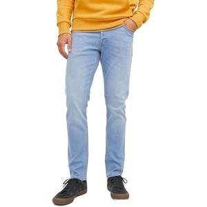 Jack & Jones Heren slim fit jeans lage taille denim casual knoopsluiting gulp blauw 32W 34L, Blauw