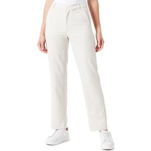 KAFFE Women's Trousers Regular Fit Zipper Fastening Cropped Length Straight Legs, Antique White, 42