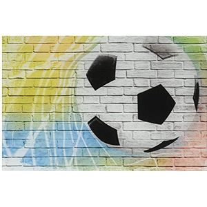 Delester Design GT20115G1 wanddecoratie graffiti voetbal op baksteenwand, glas, meerkleurig, 20 x 30 x 1,60 cm