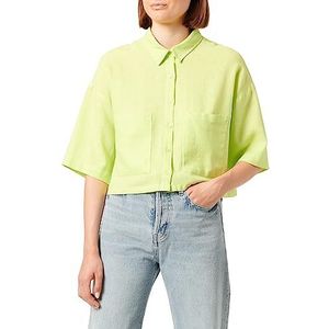 Koton Linen Viskon Mix Pocket Detail Crop Shirt Dames T-shirt, Groen (761)