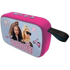 Lexibook - Mattel Barbie – draagbare bluetooth-luidspreker, draadloos, USB-C, SD/TF-kaart, oplaadbare batterij, blauw/roze, BT018BB