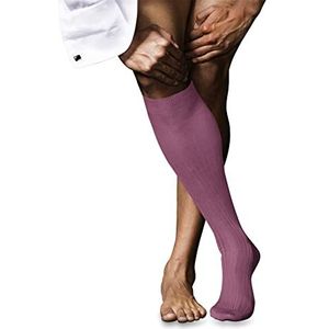 FALKE Heren nr. 10 lange ademende sokken katoen lichte glans versterkt platte naad met fijn geribbelde tenen effen elegant voor kleding en werk 1 paar, Rood (Roze 8680)