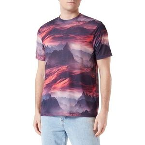 Koton Psychedelic bedrukt T-shirt ronde hals korte mouwen heren, Zwart design (9d9)