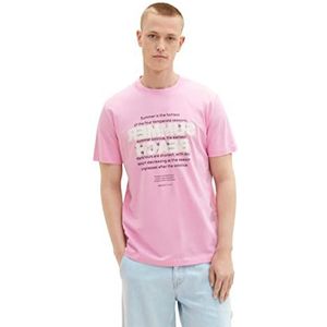 TOM TAILOR Denim 1036478 T-shirt met print voor heren, 31646 - Soft Summer Pink