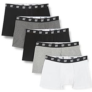 CR7 CR7 Cotton Trunks Five Pack Herenshirt, Zwart/Grijs/Wit