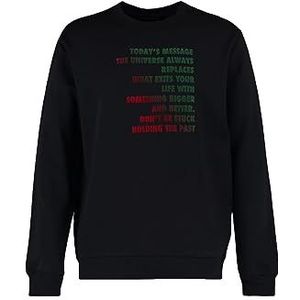 Trendyol Sweatshirt met ronde hals met slogan standaard trainingspak voor heren, zwart, XL oversized, zwart.