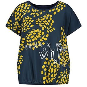 Samoon T-shirt à manches courtes pour femme avec mélange de matériaux - T-shirt à manches courtes - Col rond - Motif, Mood Blue à motifs, 48