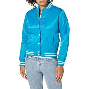 Urban Classics Dames Shiny College jas, meerkleurig (turquoise/wit 00215), XS dames, Turkoois/Wit