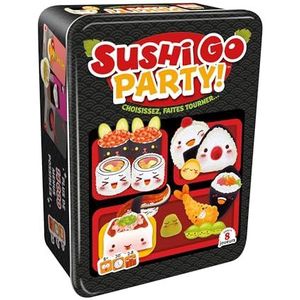 Asmodee - Sushi Go Party - Sfeerspel voor volwassenen en kinderen vanaf 8 jaar - Word Sushi Master - Kaartspel - Metalen Reisdoos - Voor 2 tot 8 spelers - 30 minuten - Franse versie