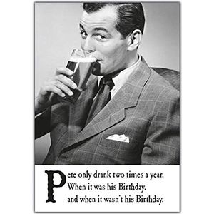C3431 Grappige verjaardagskaart voor hem, twee keer, verjaardagskaart voor hem, dranken, grappig, wenskaart, 124 x 176 mm