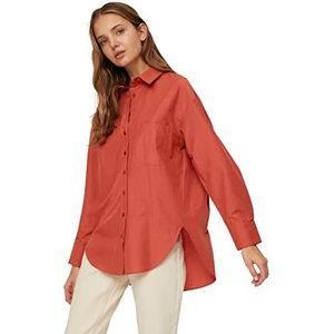 Trendyol Oversized basic overhemd voor dames met geweven overhemdkraag, Tegels