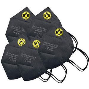 Borussia Dortmund BVB-FFP2 Maskers, zwart, 5 stuks