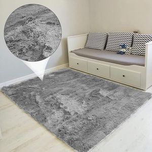 Shaggy vloerkleed voor de woonkamer, 160 x 230 cm - bedmat voor slaapkamer, groot formaat, hoogpolig modern tapijt, grijs
