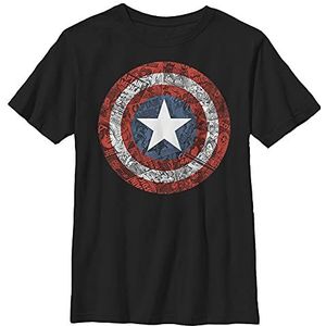 Marvel Captain America Avengers Shield Comic Boys T-shirt, zwart, XS, zwart.