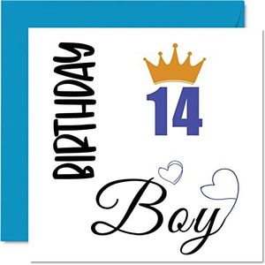 Verjaardagskaart voor 14-jarige Garà§on Verjaardagskaart voor 14 jaar oude garà§on - tiener, garà§on, zoon, broer, kleinzoon, neef, vriend, neef, 145 mm x 145 mm