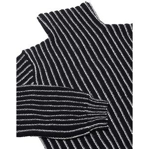 faina Pull en tricot pour femme avec col haut et rayures verticales - Noir - Taille XS/S, Noir, XS