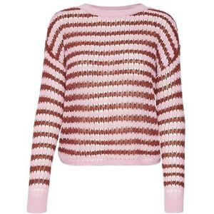 VERO MODA Vmspring Ls O-hals gebreide trui voor dames, Fuchsia roze/details: vilten baksteen