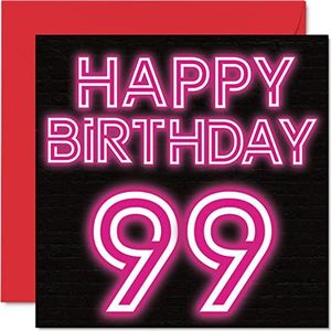 Verjaardagskaart voor de 99e verjaardag voor mannen en vrouwen - Neon Glow - verjaardagskaart voor opa oma opa opa opa oma opa oma oma opa oma opa oma opa oma opa oma grootmoeder oma