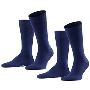 FALKE Sokken Happy 2-pack katoen heren zwart grijs vele andere kleuren versterkte herensokken zonder patroon ademend dun en eenkleurig in multipack 2 paar, Blau (Royal Blue 6000), 39-42 EU