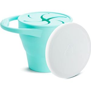 Munchkin Snackbox ""Het is Siliconen"", BPA-vrije siliconen snackbox, lunchbox voor kinderen met deksel, anti-morsen, kleine opvouwbare leerbeker voor baby's, mintgroen