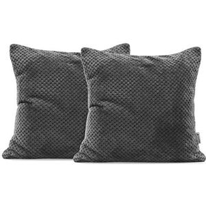 DecoKing Henry 57421 set van 2 kussenslopen 45 x 45 cm, microvezel met fleece, grafietgrijs