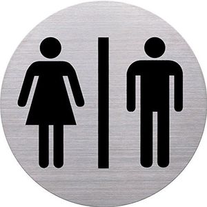 Helit H6271100 pictogram WC voor dames en heren, Ø 115 mm, zelfklevend met roestvrijstalen kleefpad