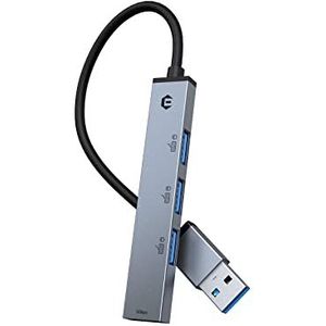 USB 3.0-hub, ultradunne 4-in-1 USB-hub, extra licht, super snel voor MacBook, MacBook Air/Pro/Mini, PS4, Surface Pro, Huawei MateBook, USB-sticks enz. (1 x USB 3.0 en 3 x USB 2.0)