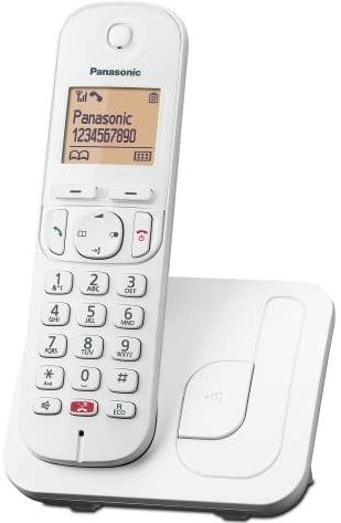 Panasonic KX-TGC250SPW Digitale Draadloze Telefoon voor Ouderen met Ongewenste Oproepvergrendeling, Gemakkelijk Aflezen Scherm, Handsfree Speaker, Wekker, Enkele Hoofdtelefoon, Wit