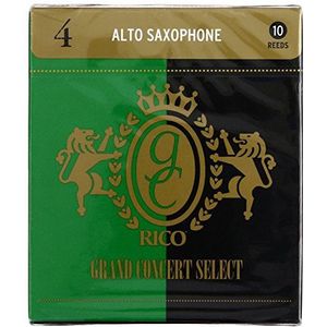 Rico Saxofoon Reeds - Grand Concert Select Alto Sax Reeds - Balanced Spine & Tip voor Ease of Play, dikke hak voor diepte, gebalanceerde rails voor toonhoogte - Alto Saxofoon Reeds 4 strengen, 10 stuks