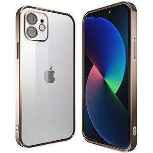 Angeston Beschermhoes compatibel met iPhone 12 Mini, harde schaal, spiegel, verzinkt, voor iPhone 12 Mini, beschermhoes, stootvast, krasbestendig, goud