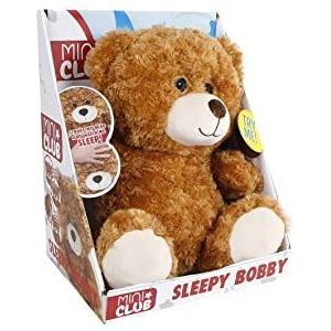 Van Manen 660429 Kids Globe Mini Club Beer Sleepy Bobby (teddybeer, wiebelogen, rustig slaapgeluid, super zachte stof) bruin