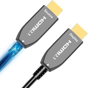 Elfcam® - 25 m 8K HDMI 2.1 kabel met glasvezel Multimode OM3, HDMI-kabel Ultra ondersteunt 48 Gbit/s 8K @60Hz 4K @120Hz Dynamic HDR HDCP 2.2 en 2.3 eARC, compatibel met HDTV-monitor, 25 m