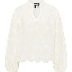 DreiMaster Chemisier vintage à manches longues pour femme 37323934-DR05, blanc laine, taille S, Blanc cassé, S