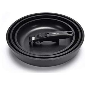 Gerlach Smart Set van 3 keramische braadpannen met keramische coating, geschikt voor inductiekookplaten, zwart, 20 cm, 24 cm, 28 cm