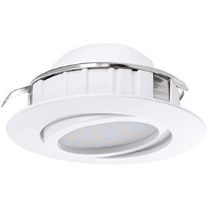 EGLO LED inbouwspot Pineda, LED-spot van kunststof, LED inbouwlamp in wit, inbouwspot LED dimbaar, plat en draaibaar, Ø 8,4 cm