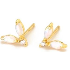 UNIQA Jewels® 925 sterling zilveren oorbellen, 18 karaat vergulde oorbellen voor dames en meisjes, nikkelvrij, Rhodium geel goud, Opaal