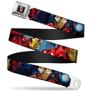 Buckle-Down Marvel Avengers 3D Face riem Full Color Seatbelt Belt-Iron Man Action1 Webbing Multicolor 4cm breed 61cm tot 97cm lang kleurrijk, Meerkleurig