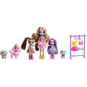 Enchantimals Hondenfamilie Poppen Hond en zussen met huisdieren en accessoires, speelgoed vanaf 4 jaar (Mattel HNV26)