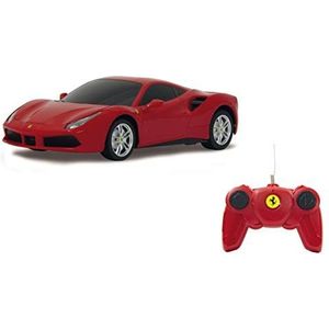 Jamara 405133-Ferrari 488 GTB 1:24 rood 27 MHz, RC-auto, officieel gelicentieerd product, tot 1 uur rijtijd bij ca. 7 km/u, perfect nagemaakte details, hoogwaardige afwerking, 405133