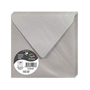 Clairefontaine 50078C – verpakking met 20 enveloppen, vierkant, 14 x 14 cm, 120 g/m², zilverkleurig, voor het uitnodigen van evenementen en overeenstemming, serie stuifmeel, glad premium papier