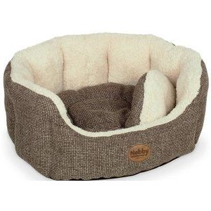 Nobby Alba Comfort hondenbed, ovaal, linnen look, 55 x 50 x 21 cm, bruin