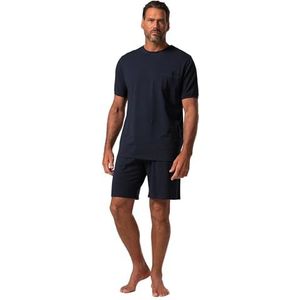 JP 1880 Schlafanpak, korte broek, tweedelig, melange-jersey, T-shirt, shorts, tot 8 XL, pijamaset voor heren, Navy Blauw
