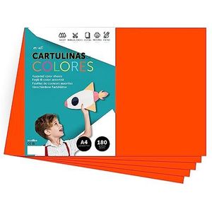Kleurrijk karton, A4, intensieve kleuren, 180 g, kleurrijke vellen voor handwerk, print je creatieve documenten en tekeningen, kleurrijke vellen A4 · m-office (50 vellen, oranje)