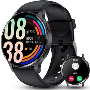 Bmoled Smartwatch voor heren met bluetooth, IP68 waterdicht, 1,45 inch (3,68 cm), 100+ sportmodi, hartslag, zuurstofmeter, stappenteller, doe-het-zelf wijzerplaat, slaapmonitor, voor Android iOS
