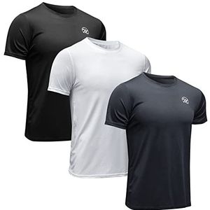 MEETWEE Sportshirt met korte mouwen, T-shirt voor heren, zwart, grijs en wit