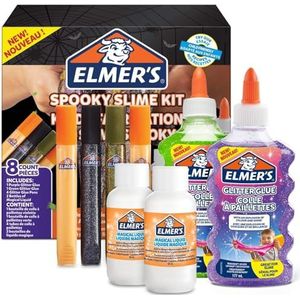 Elmer's Set voor Halloween slijm, transparante lijm, glitterlijmstiften en magische activator voor slijm in vloeibare oplossing, 8 stuks