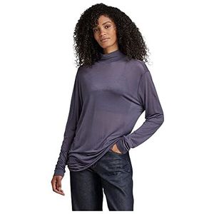 G-STAR RAW Essential Mock Loose T-shirt met lange mouwen voor dames, Paars (Dk Grape 9908-800)